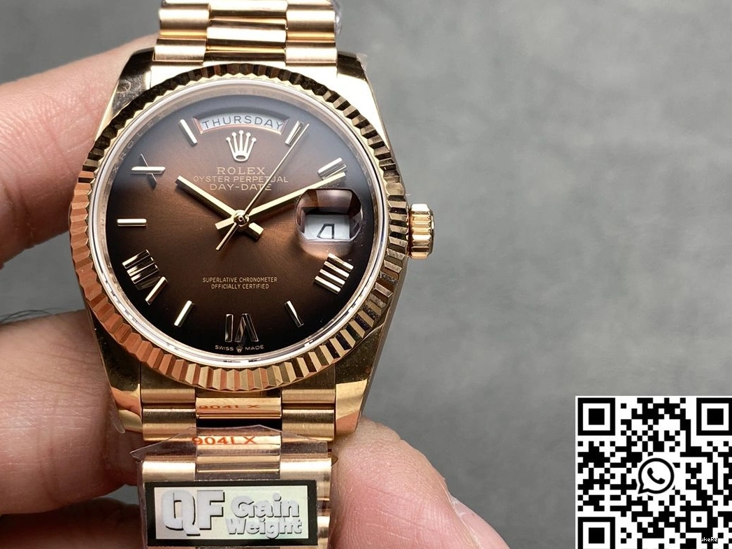 Rolex 36mm Rose M128235 Tungsten Chocalate Gold Date Day QF Factory Steel v5 Dial 0402